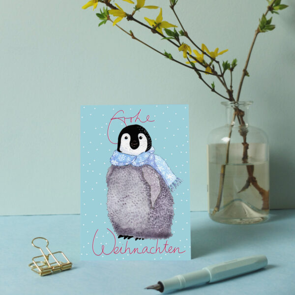 Postkarte Baby Pinguin eisblau – Bild 5