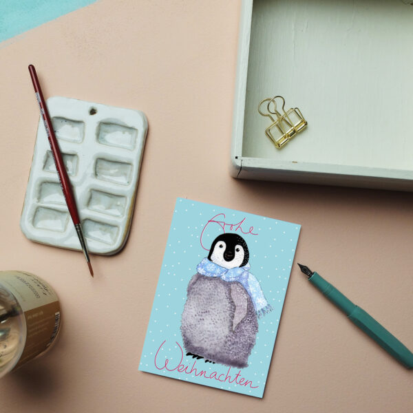 Postkarte Baby Pinguin eisblau – Bild 4