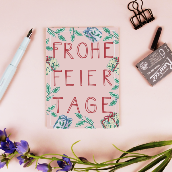 Postkarte Feiertage rosa – Bild 3