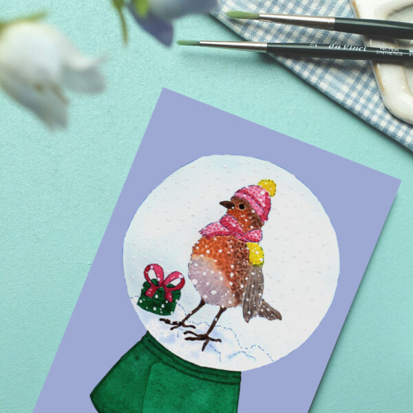 Postkarte Baby Schneekugel lila – Bild 7