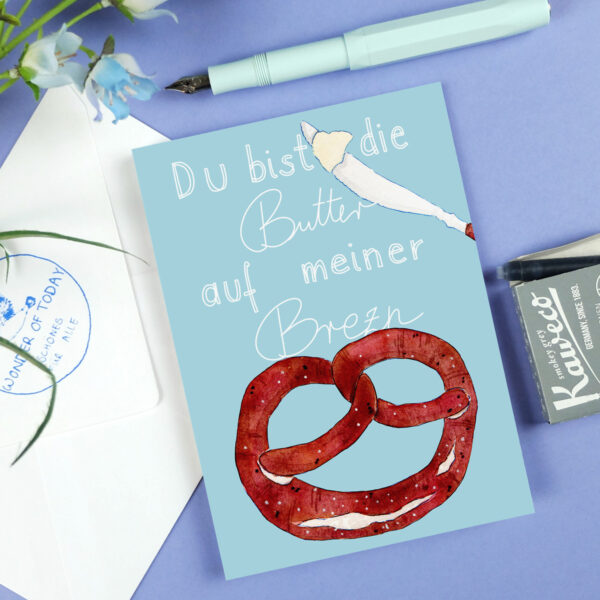 Postkarte Butterbrezn himmelblau – Bild 3