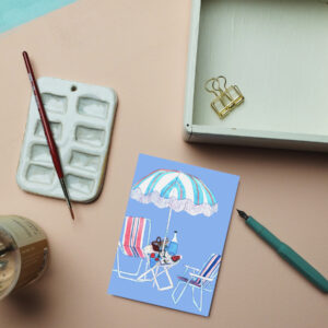 Postkarte Sonnenschirm Picknick