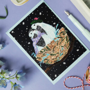 Postkarte Amselpärchen