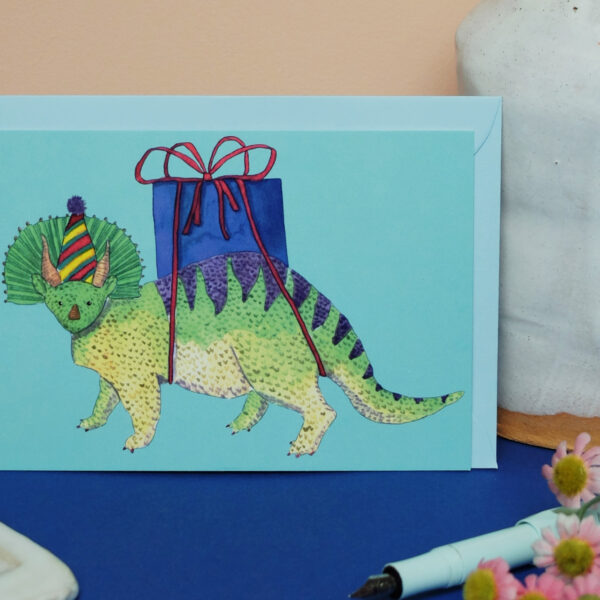 Postkarte Dino mit Geschenk – Bild 9