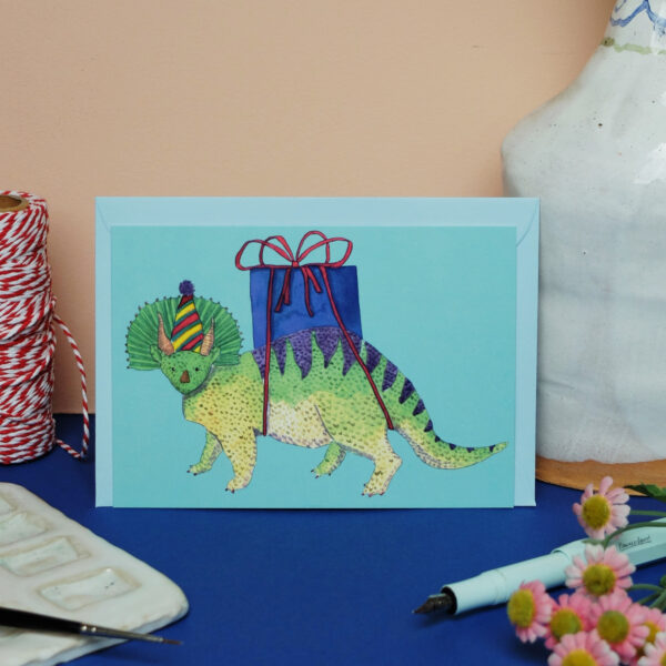 Postkarte Dino mit Geschenk – Bild 8