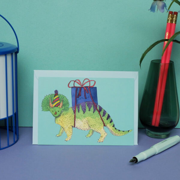 Postkarte Dino mit Geschenk – Bild 5