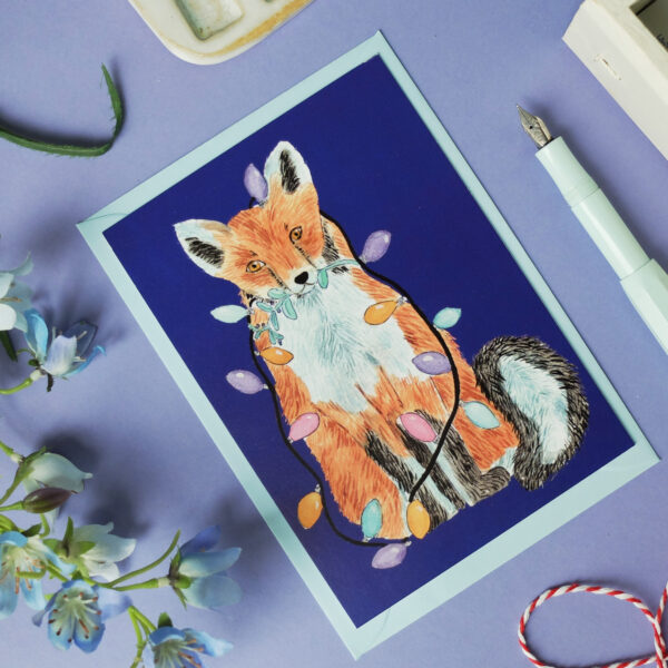 Postkarte Weihnachtsfuchs