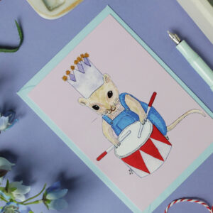 Postkarte Maus Trommel