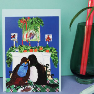 Postkarte Vogelfamilie