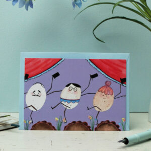 Postkarte tanzende Ostereier