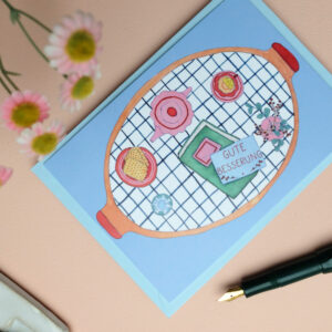 Postkarte Gute Besserung Tablett