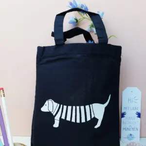 Kleine Stofftasche mit Dackelmotiv