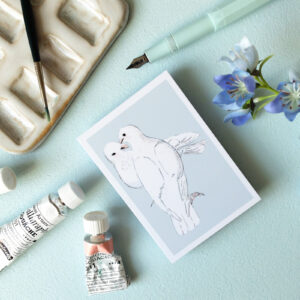 Mini Postkarte Tauben