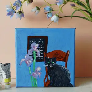 Original Katze mit Blumen "Anschauen"